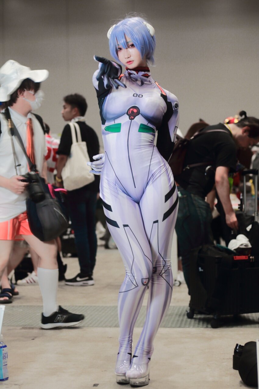 blue_hair cosplay fake_hair neon_genesis_evangelion rei_ayanami solo tagme