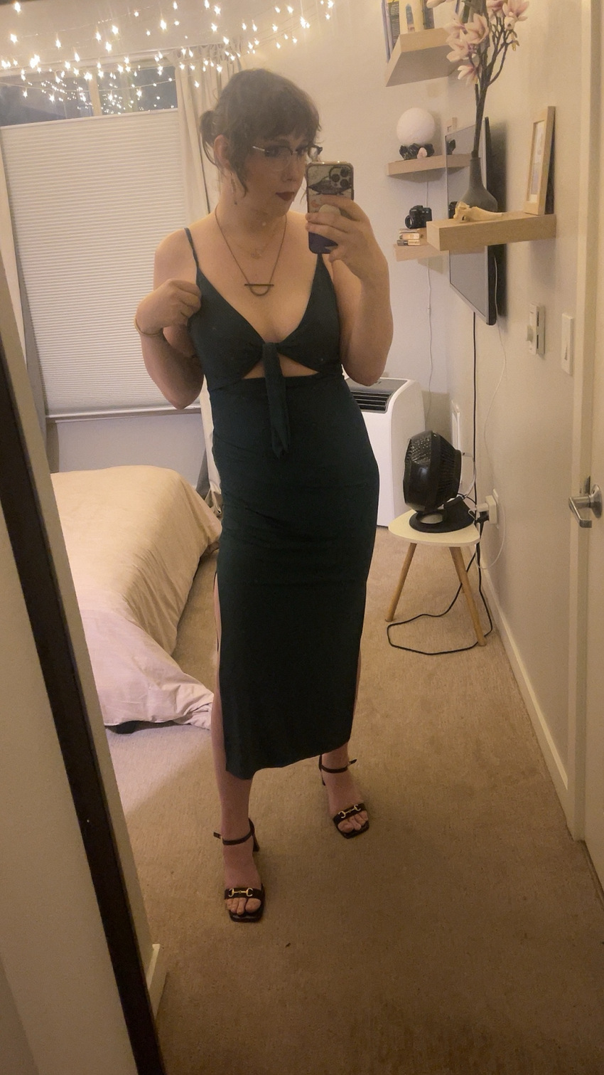 cutie dress feet glasses heels mirror mirror_selfie non-nude non_nude open-toe_heels phone rvroflewds selfie sissy solo toes transgender trap white wife_material