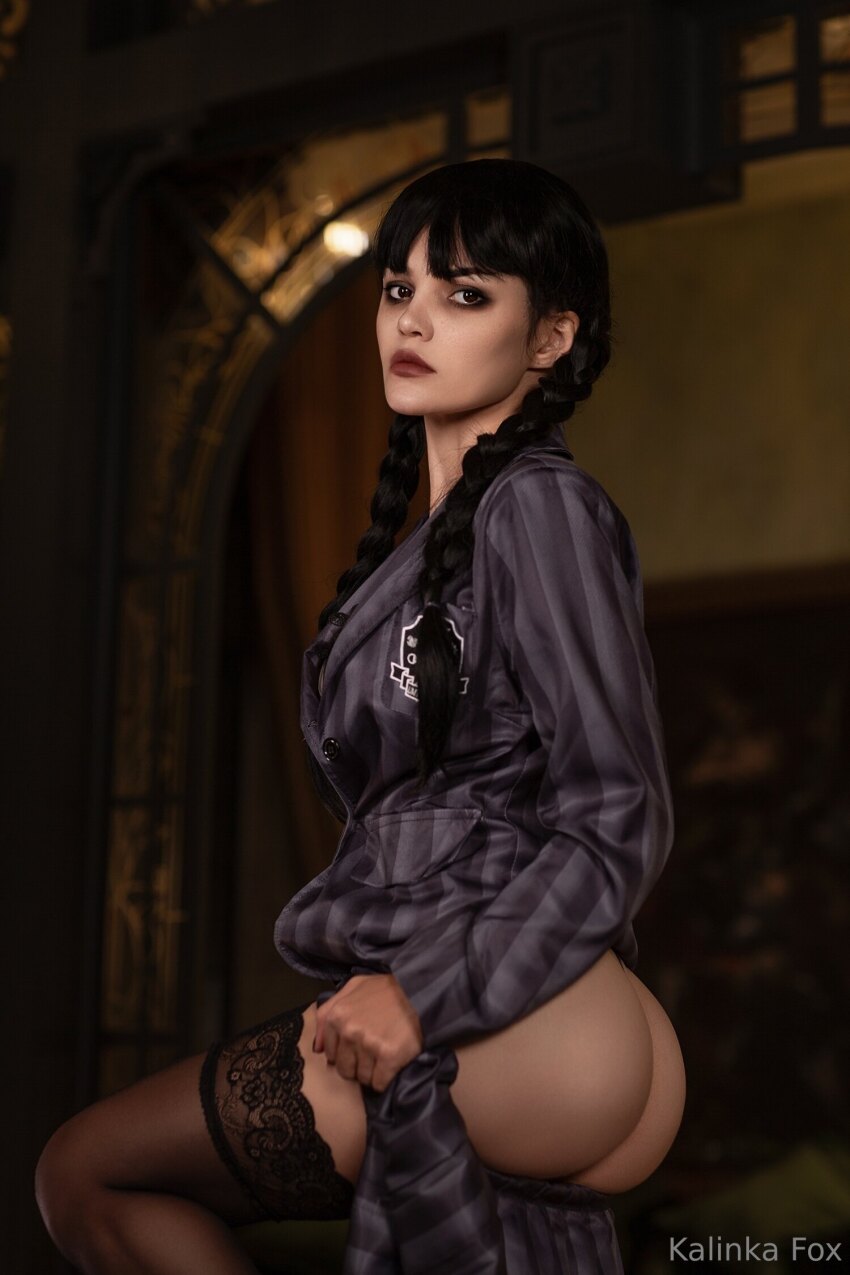 addams_family ass cosplay female kalinkafox tagme wednesday_addams wednesday_addams_(cosplay)