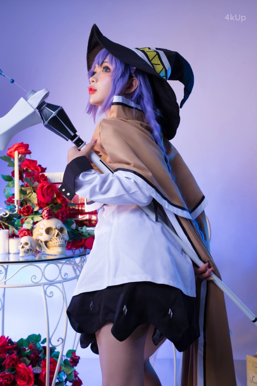 1girl asian blue_hair braid cosplay japanese mushoku_tensei roxy_migurdia solo umeko_j