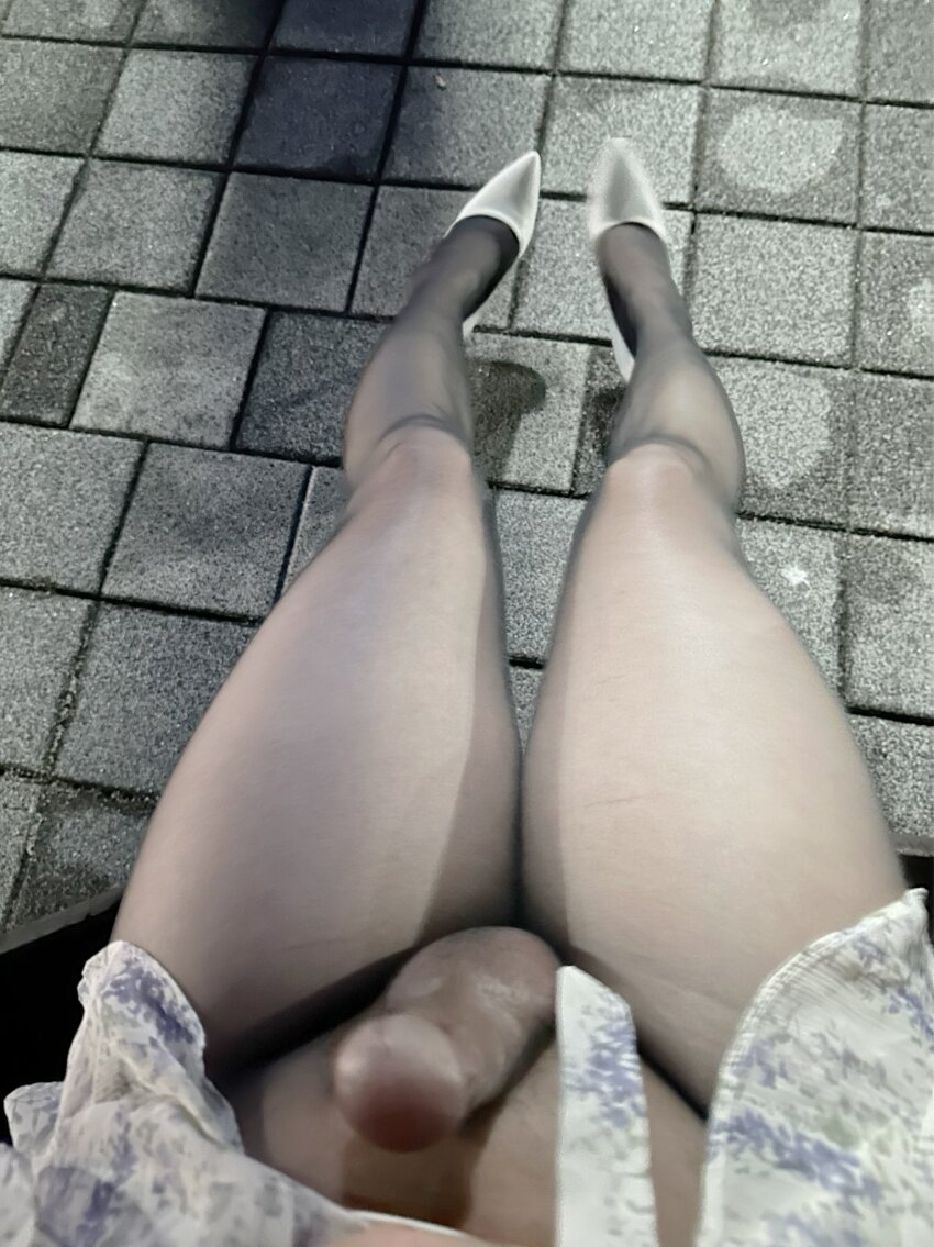 asian dress dress_lift faceless flashing high_heels public public_flashing transgender