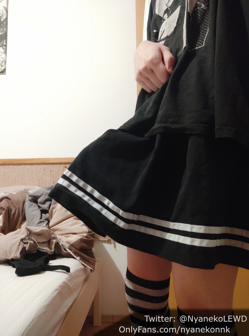 1boy balls bulge femboy girly nyaneko onlyfans panties shimapan skirt skirt_lift stockings striped_legwear striped_panties thighhighs trap twitter uncensored