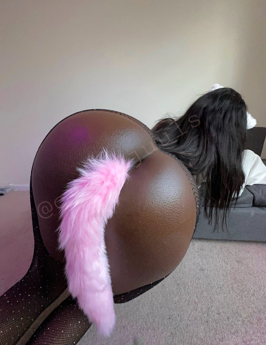 anal_insertion ass bed bedroom bent_over big_ass black_hair butt_plug cyberjuuls dark_skin ebony femboy fishnets gay homosexual insertion ladyboy long_hair male_focus male_only presenting_ass sissy solo tail text thicc thick trans transgender trap watermark