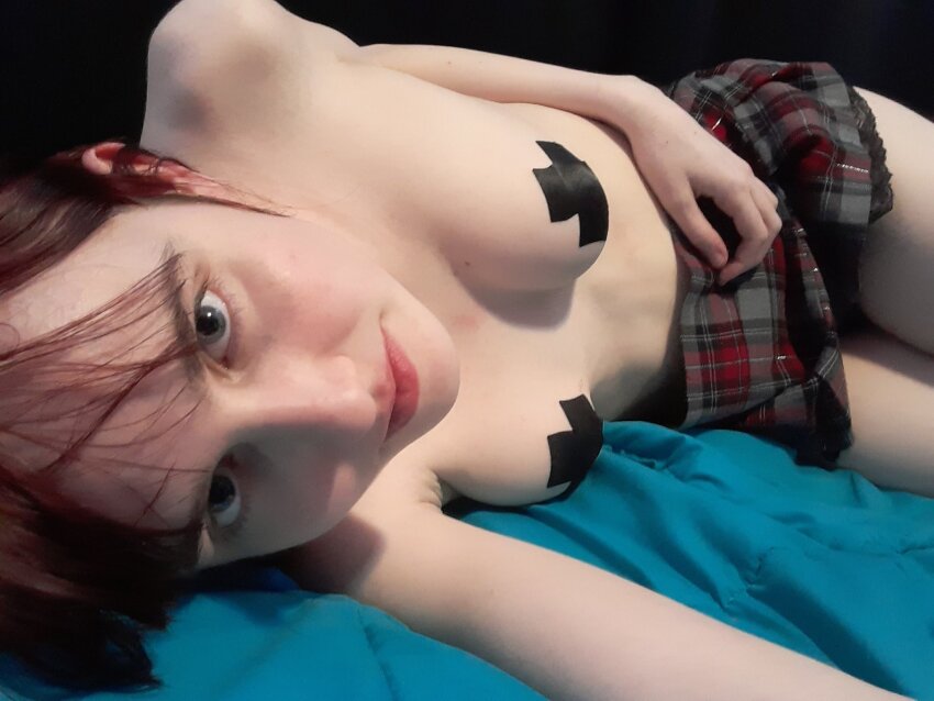 babyface bangs blue_eyes boobs canadian canadian_female covered_nipples covering_breasts cute cute_face dyed_hair fansly female innocent magicalmysticva only_female onlyfans onlyfans_model pasties pretty pretty_face redhead skirt solo solo_female streamer tasteful titties topless topless_female voice_actor vtuber wholesome young