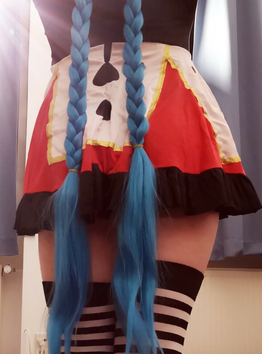 blue_hair dress gaybimbobitch overknee_socks overknees pig_tails pigtails trap