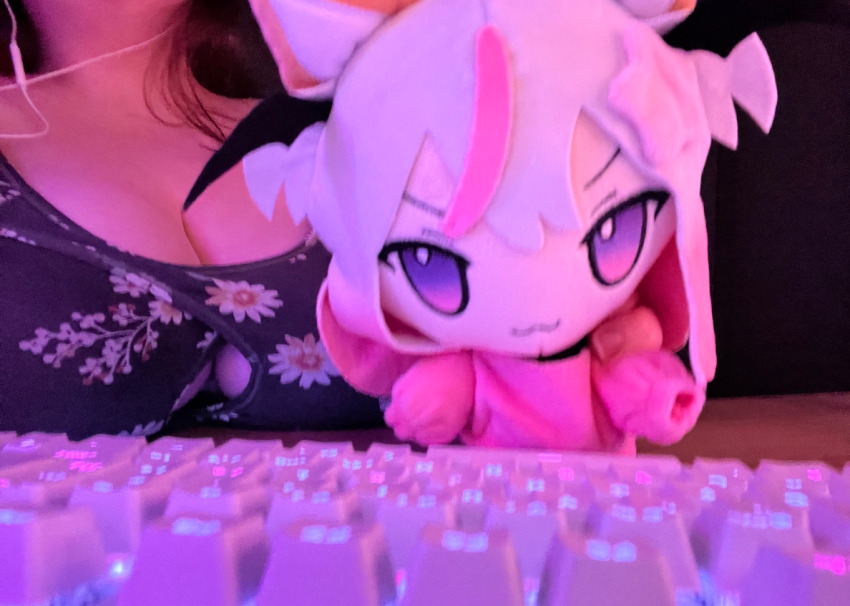 annytf big_breasts boob_window breast_focus breasts breasts_on_surface cleavage keyboard large_breasts plushie streamer tits twitch_streamer ukrainian vtuber youtuber