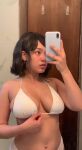 amateur bathroom bikini breasts brunette cellphone curly_hair flashing mirror_selfie nipples recording tagme teen webm rating:Explicit score:92 user:unknowmoney24