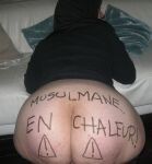 ass big_ass body_writing fat french french_text hijab muslim veil rating:Explicit score:18 user:bot