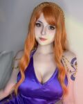 catocat cleavage cosplay female large_breasts latina nami_(one_piece) one_piece red_hair tattoo rating:Explicit score:11 user:mipaloote