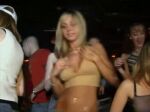 animated blonde_hair breast_jiggle breasts breasts_out crop_top dancing dangling_piercing female flashing looking_at_viewer midriff navel_piercing nipples open_mouth party piercing public smile tagme white rating:Explicit score:10 user:partytime69