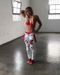 1girl abs animated breasts feet female female_only lauren_drain_kagan no_sound real real_person solo toes toned toned_female torn_clothes webm rating:Explicit score:7 user:Cryptologically