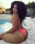 1girl ass big_ass bikini black black_hair chubby curly_hair curvy cute dark_hair dat_ass dog ebony female looking_at_viewer outside pool smile solo tanline thick_thighs thong thong_bikini voluptuous wide_hips rating:Explicit score:37 user:tunamelt