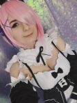 cleavage cosplay female large_breasts maid maid_uniform ram_(re:zero) re:zero_kara_hajimeru_isekai_seikatsu rating:Explicit score:15 user:mipaloote