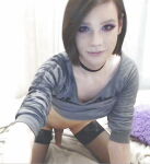 bottomless choker cute looking_at_viewer makeup on_bed on_knees penis selfie solo stocking thighhighs trap trap_only rating:Explicit score:15 user:tunamelt
