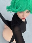 1girl alina_becker ass breasts cosplay female female_focus female_only female_solo looking_at_viewer medium_breasts one-punch_man sitting solo solo_female solo_focus tatsumaki rating:Explicit score:102 user:dashprv