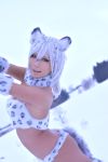 animal_ears asian boots bra breasts canine(tooth) classy_furry fang fangs female gloves large_breasts long_hair midriff navel nonsummerjack outside panties purple_hair snow solo rating:Explicit score:3 user:RB