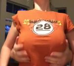 animated bouncing_breasts breasts breasts_squeeze clothes_writing fake_breasts female huge_breasts male moaning navel_piercing nipple_bulge nipples no_bra shaking_breasts shirt_lift solo_focus sound undressing webm rating:Explicit score:36 user:bot