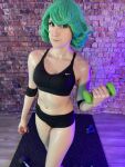 1girl cosplay female female_only green_hair gym gym_clothes looking_at_viewer mangoloo medium_breasts midriff nike non-nude one-punch_man partially_clothed short_shorts sports_bra sweat tatsumaki wet rating:Explicit score:35 user:mipaloote