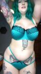 animated aqua_hair bbw bra breasts chubby curvy female large_breasts milf nipples no_sound panties plump pussy solo standing tattoo undressing vertical_video voluptuous webm rating:Explicit score:57 user:bot