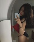 1girl asian brown_hair petite selfie solo