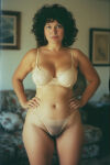 1girl ai_generated bra brunette cameltoe cleavage female_only hairy_pussy hairy_vagina latina mature milf navel panties pubic_hair pussy retro sheer_panties solo solo_female vagina vintage