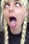 ahegao blonde_hair braided_twintails rolling_eyes tagme tongue_out whiterabbit
