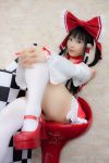 1girl asian black_hair breasts cosplay female hakurei_reimu japanese lenfried long_hair solo touhou