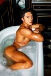 1boy asian asian_male ass bathtub black_hair gay in_water korean korean_male male male_only muscular_male sakarin_exe solo solo_male sourced twitter wet