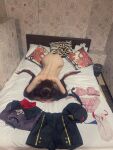 1girl ass bed clothes_removed cosplay dogeza genshin_impact hu_tao (genshin impact) hutao_(genshin impact) moegp_sora nude presenting prostitution solo