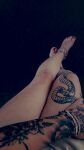bare_feet bare_legs barefoot black_nails feet foot_fetish tattoo