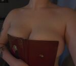 1girl big_breasts boobs book breasts cottontailva fat_tits female large_breasts nude tattoo tits virtual_youtuber vtuber