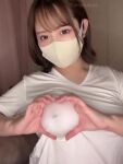 1girl breasts female hair japanese japanese_female mask nipples_visible through clothing squished_breasts webm