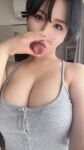 1girl ahegao asian big_boobs big_breasts big_tits blowjob blowjob_gesture boobs breasts female girl oral oral_insinuation oral_invitation oral_sex seductive_mouth short_hair tits