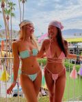 2girls asian bikini dyed_hair outside skimpy_clothing slim smile