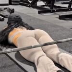 ass ass_focus ass_jiggle barbell big_ass big_booty black_hair cameltoe clothed clothed_female gym huge_ass instagram latina leggings long_hair muscle muscular muscular_female nathalie_love suggestive