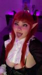 ahegao american australian chubby cleavage cosplay cosplayer elf_ears fruitcupcosplay horns makeup marin_kitagawa my_dress-up_darling nose_piercing red_hair reddit rizu-kyun sono_bisque_doll_wa_koi_wo_suru succubus tagme wig