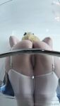 1girl ass asshole_behind_thong big_ass blonde blonde_hair epicinternetgf female female_focus female_only female_pov long_hair no_sound pov presenting_ass see-through sitting solo standing thicc thick thighhighs thong webm