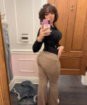 brown_hair dressing_room leopard_print luvedbyhannah selfie