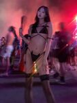 asian_female fan lingerie music_festival rave skimpy_clothing slim