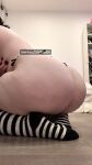 1girl ass ass_jiggle bedroom bent_over big_ass black_hair bottomless completely_nude fake_nails female female_focus female_only female_solo floor jiggle jiggling_ass kneeling lowkeydeadinside nude on_floor on_knees pawg presenting_ass socks solo sound text thick topless watermark webm