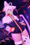 1girl ahoge cosplay female jacket red_panda girl thick thick_thighs thighhighs thighs virtual_youtuber vtuber white_hair xanzera yuusachii