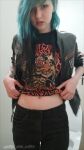 1girl dyed_hair little_emo kitten piercing tagme toilet tomboy undressing webm