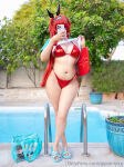 1girl asian asian_female bikini black_hair cosplay curvy female female_only ggsonlyxx goddess_of victory: nikke indoors japanese onlyfans onlyfans_model onlyfans_username pubic_hair peek rapi_(nikke) selfie solo solo_female solo_focus standing swimsuit teasing thick_thighs thighs watermark