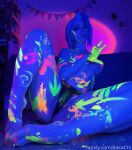 1girl arcane bakachi blacklight body_paint cosplay fansly female female_focus female_only female_solo jinx_(arcane) jinx_(league of legends) league_of legends panties pasties photo revealing_clothes solo solo_female solo_focus spread_legs thighs watermark
