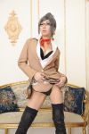 asian breasts cosplay female glasses grey_hair large_breasts long_hair solo