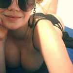 1girl ass beach big_breasts bikini boobs butt closeup female large_breasts orange_hair palina_rojinski red_hair redhead selfie sunglasses tits