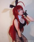 1girl abi_aikou blue_eyes breasts cleavage cosplay cosplay_photo fappeningbook.com female female_focus female_only fishnets high_school dxd large_breasts long_hair looking_at viewer playboy playboy_bunny red_hair rias_gremory rias_gremory (cosplay) smile solo web_address