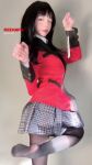 1girl animated ass black_hair cosplay houndstooth jabami_yumeko kakegurui mia_bunny miamiaxof no_sound panties pantyhose pussy schoolgirl_uniform skirt tagme webm