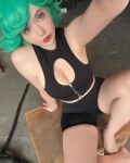 1girl alina_becker clothed clothed_female cosplay female_focus female_only green_hair indoors instagram non_nude one-punch_man photo selfie solo solo_female solo_focus sourced tatsumaki tatsumaki_(cosplay)