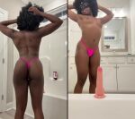 1girl afro ass black black_female black_hair clothed clothed_female dark-skinned_female dark_skin dildo dildo_in vagina ebony ebonybutts female female_focus female_only female_solo insertion looking_at viewer looking_back penetration sex sex_toy solo solo_female solo_focus sound vaginal vaginal_penetration vaginal_sex vertical_video video webm